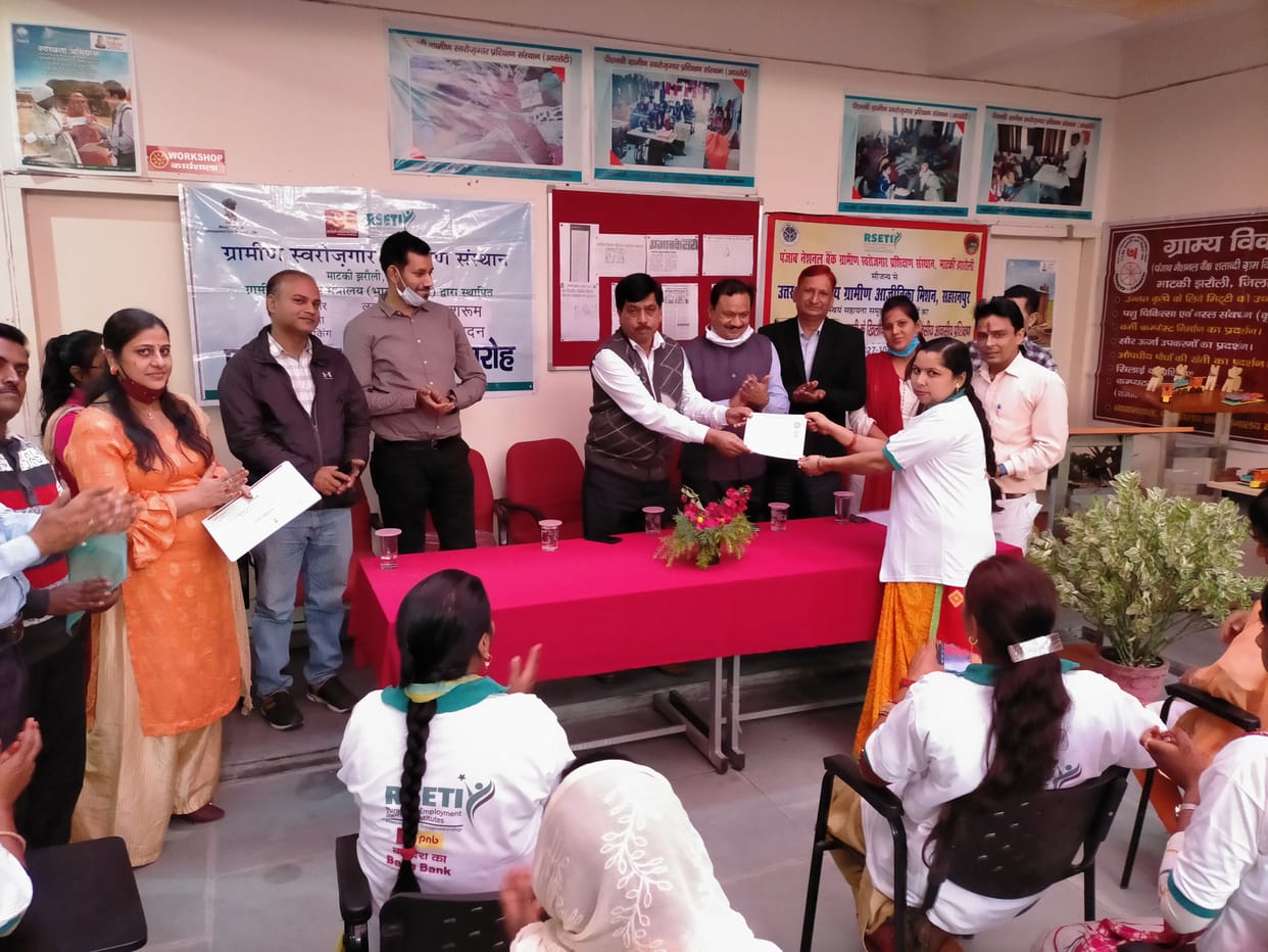 Certificate distributed to women on completion of training