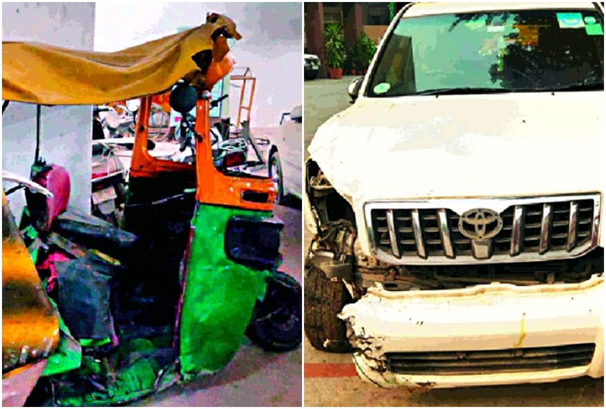 Land cruiser car and auto collide at chirag delhi two killed on injured