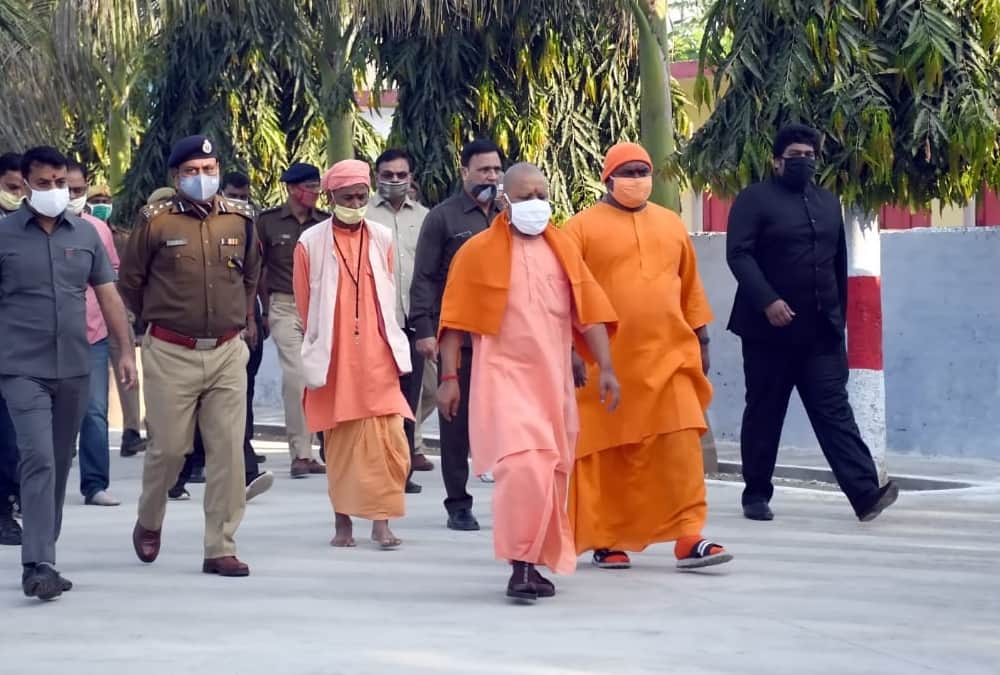 Chief Minister Yogi Adityanath offers prayer to Shaktipeeth in Balrampur.