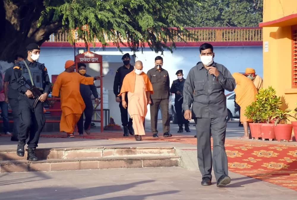 Chief Minister Yogi Adityanath offers prayer to Shaktipeeth in Balrampur.