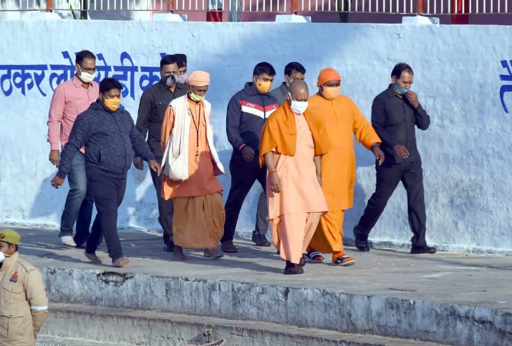 Chief Minister Yogi Adityanath offers prayer to Shaktipeeth in Balrampur.