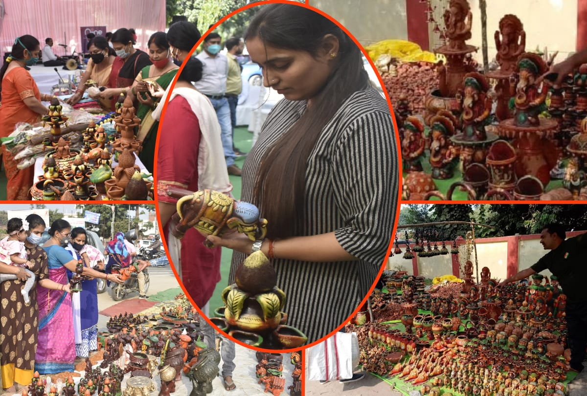 Terracotta lamps and decorations exhibition on Diwali at gorakhpur