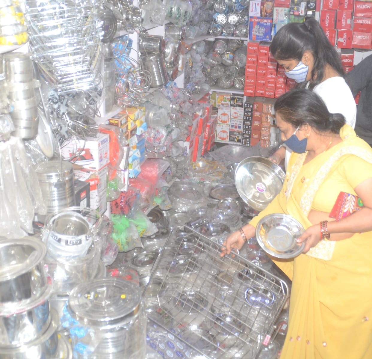 Shops decorated in anticipation of Dhanvarsha on Dhanteras