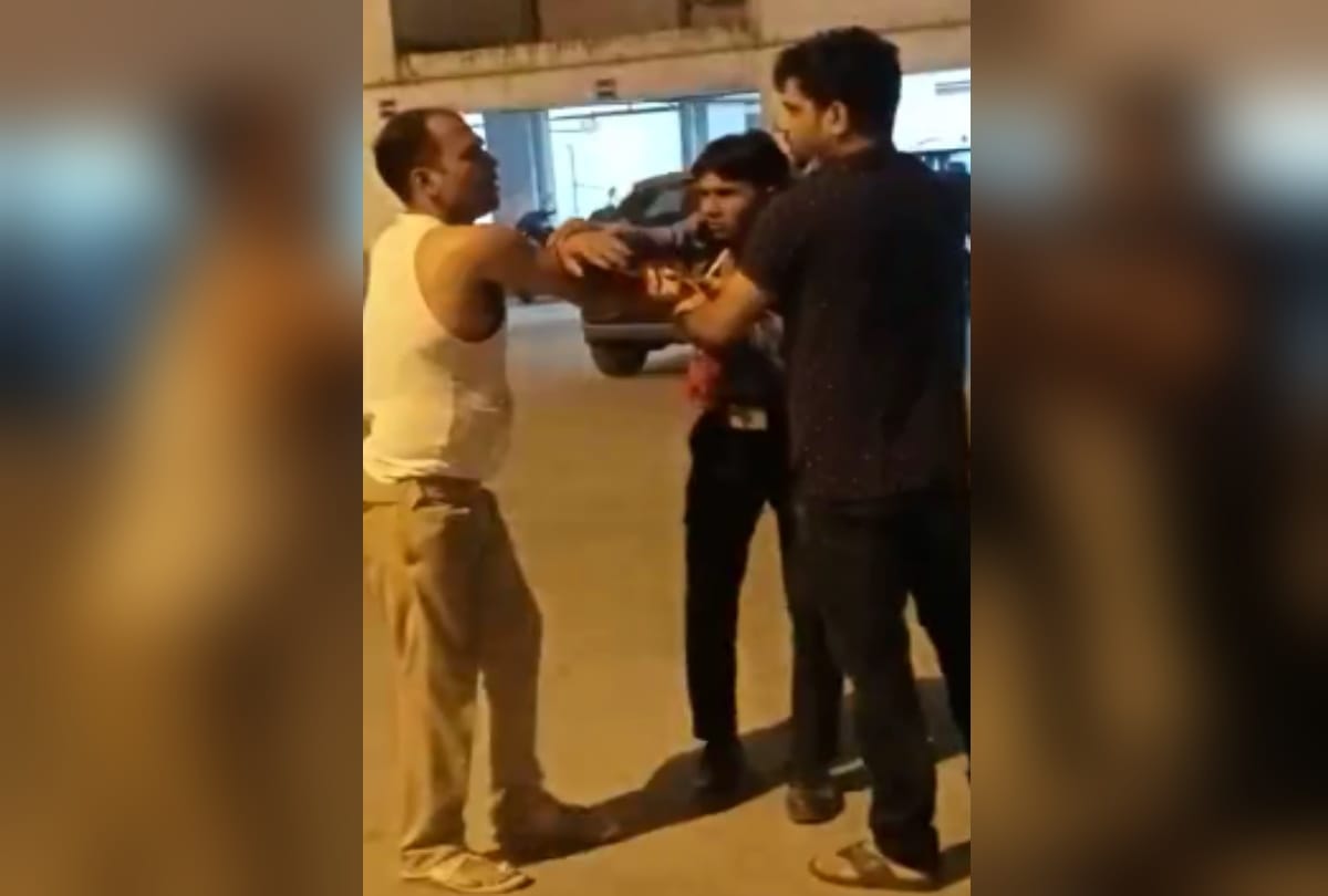 Greater noida drunk police inspector beat wife in car when society guard came to rescue he also beat him brandishes gun all update