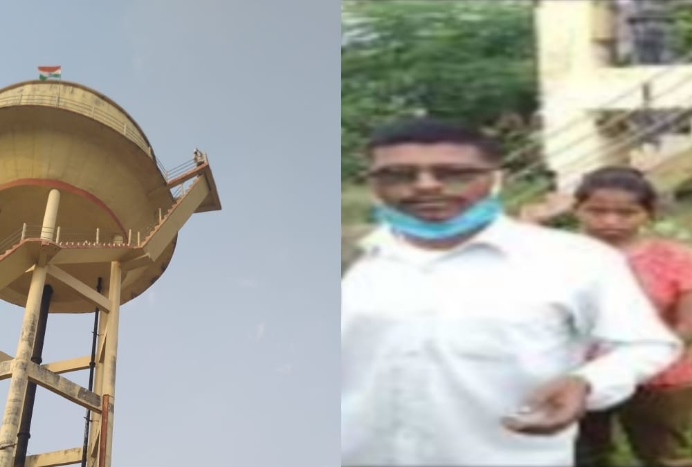 A man climbed on a tanki in vrindavan sector in Lucknow.