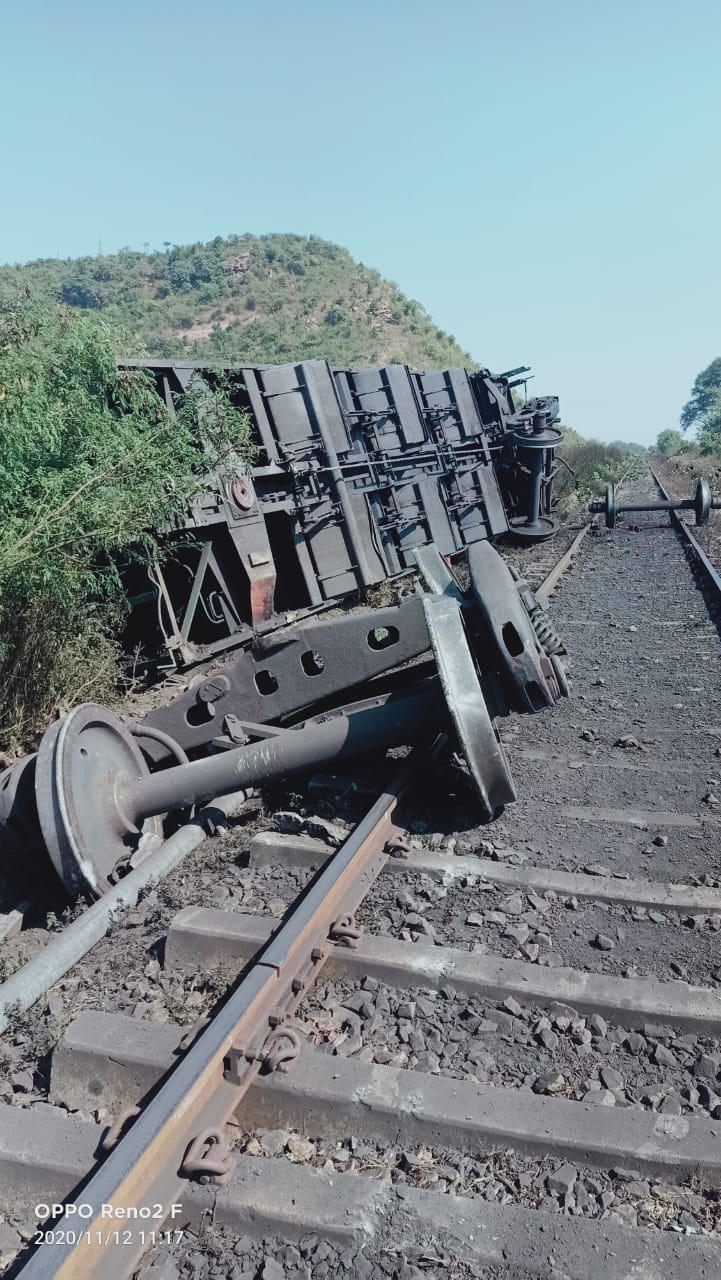 A wagon of goods train carrying coal from NCL derailed