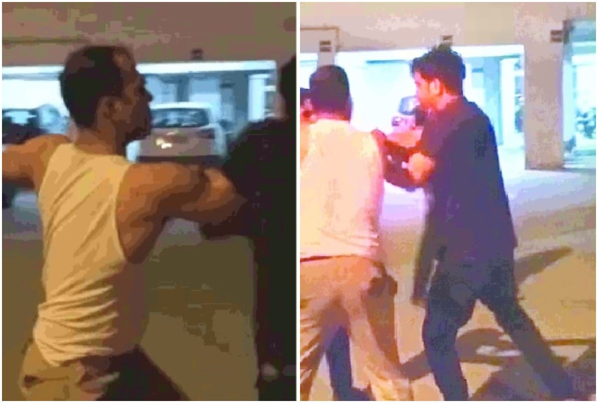 Inspector brutally beats wife and security guards while drunk video viral on social media