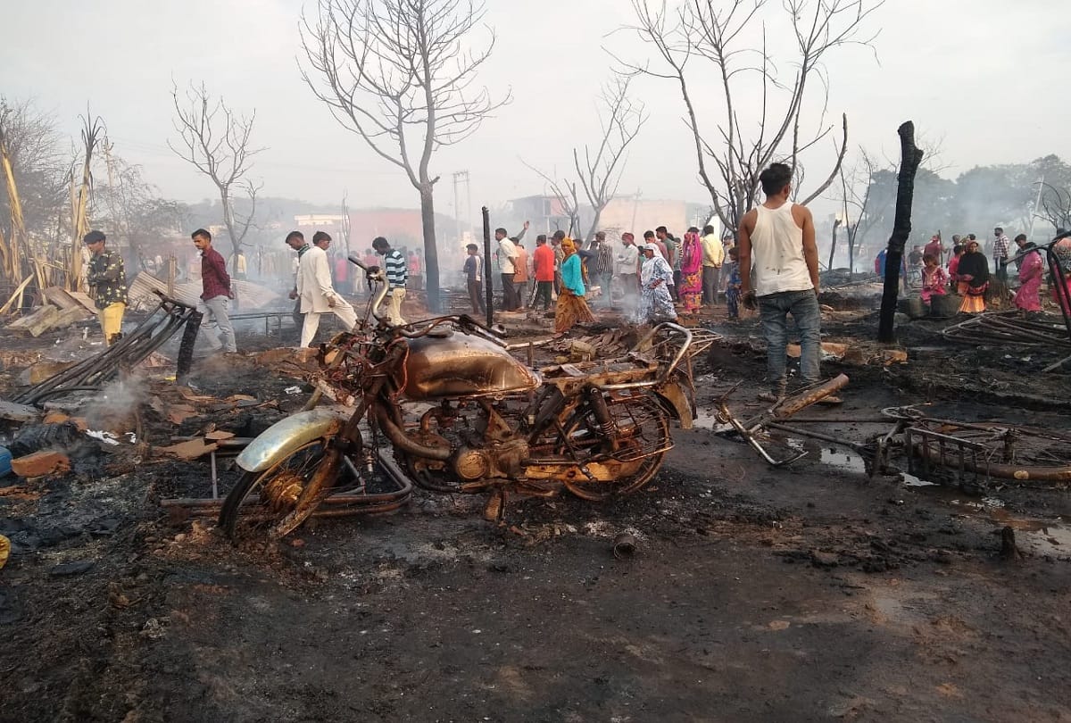 panchkula fire in slums news 80 slums burnt to ashes on Deepawali in Panchkula