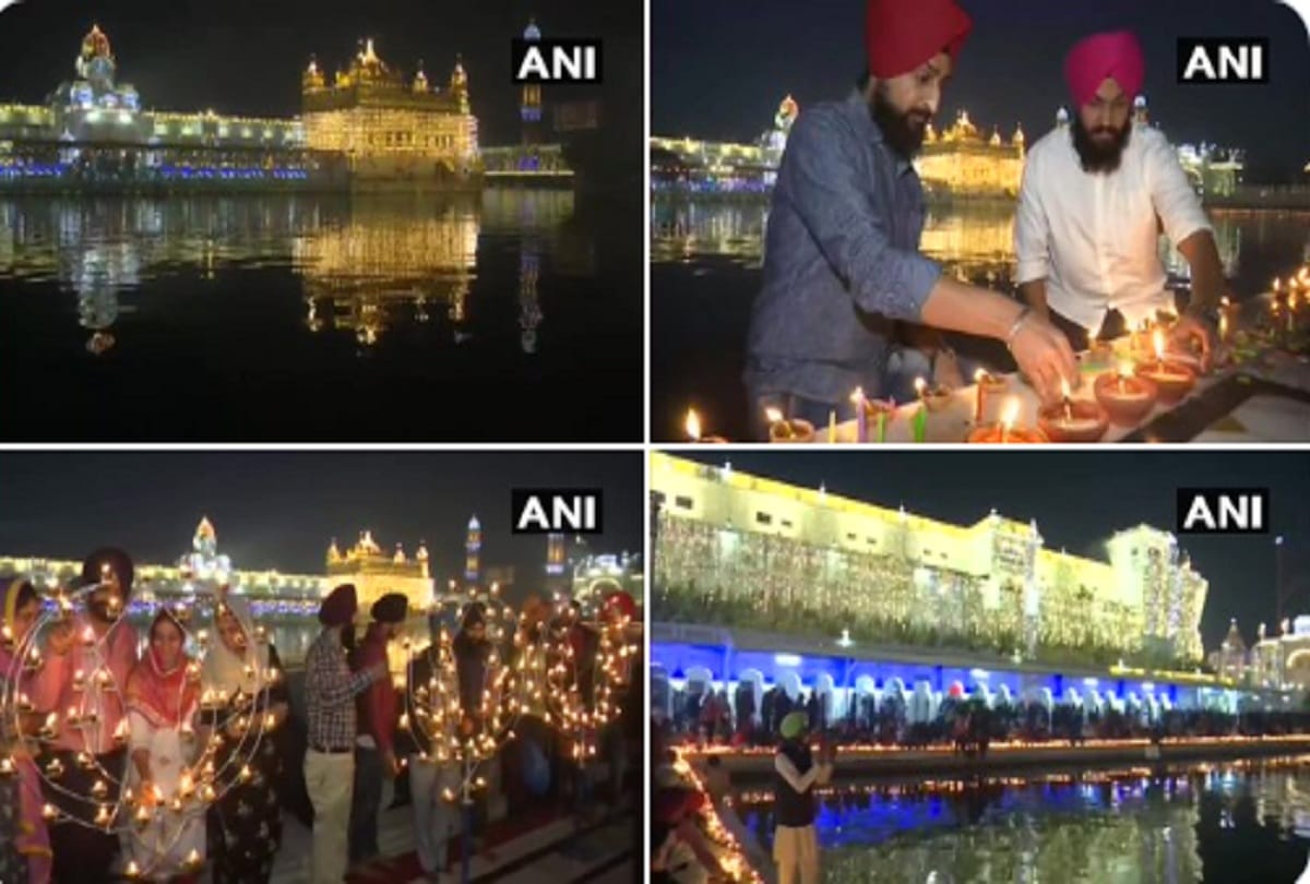 Punjab: Golden Temple in Amritsar Devotees light earthen lamps and candles at temple premises