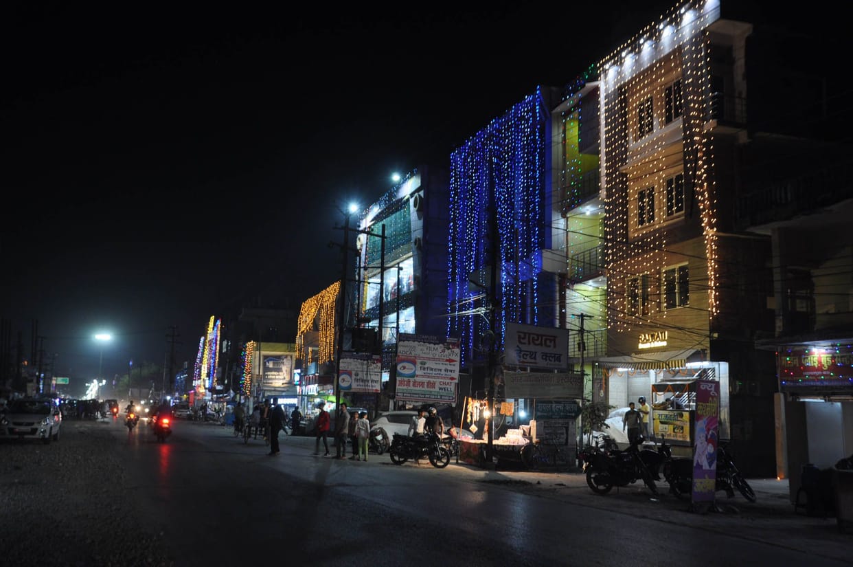 The atmosphere was brightened by the glare of colorful lights