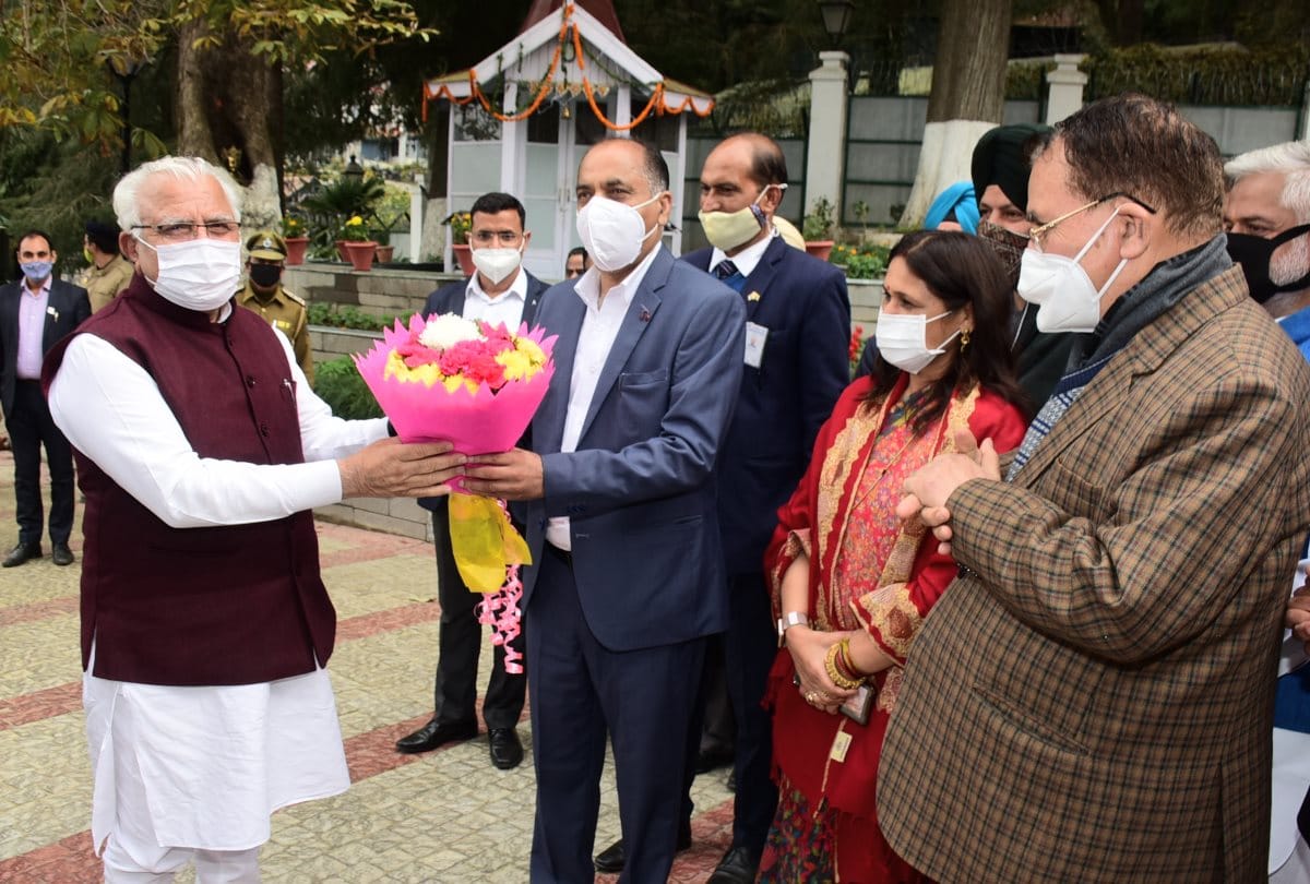CM Manohar Lal Khattar meets CM jairam Thakur in shimla