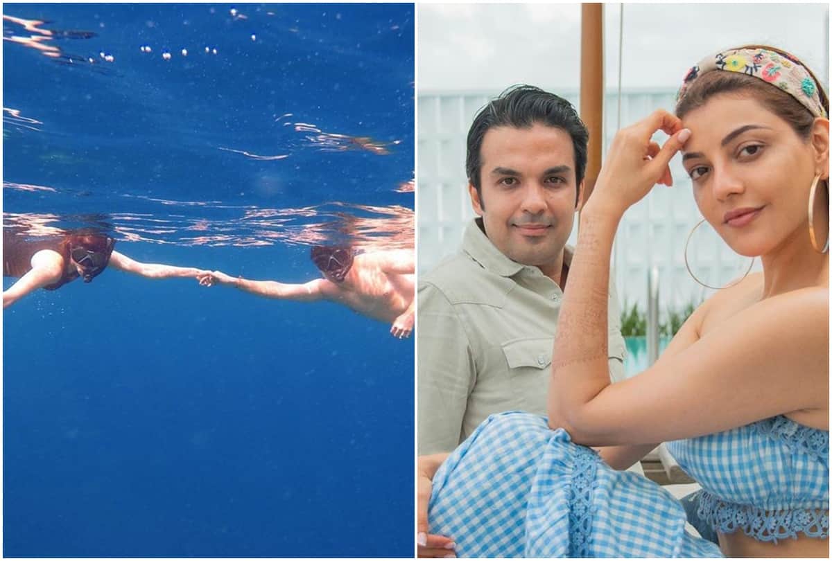 Kajal Aggarwal Underwater Diving Photos With Husband Gautam Kitchlu on Their Honeymoon In Maldives