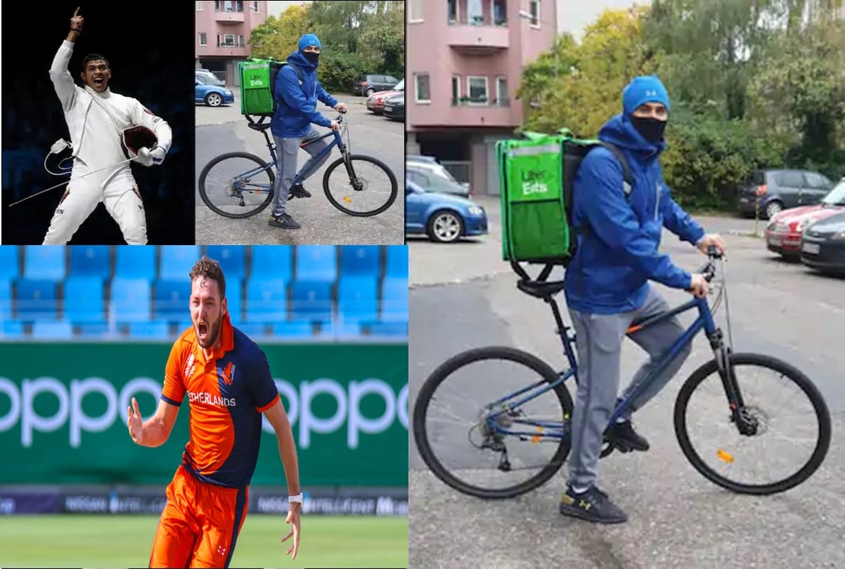 Olympic Champion Ruben Limardo and cricketer Paul van Meekeren turns Delivery Rider in covid pandemic