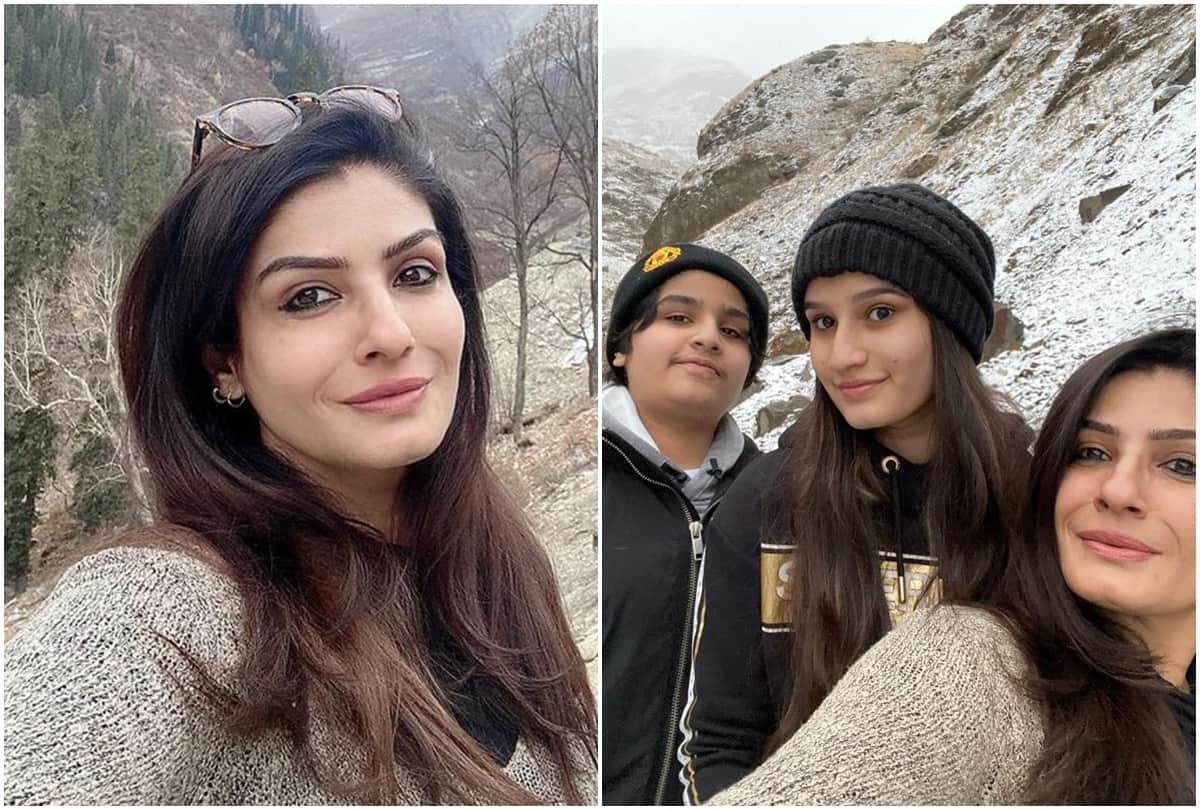 Raveena tandon enjoying snowfall like shah rukh khan in himachal