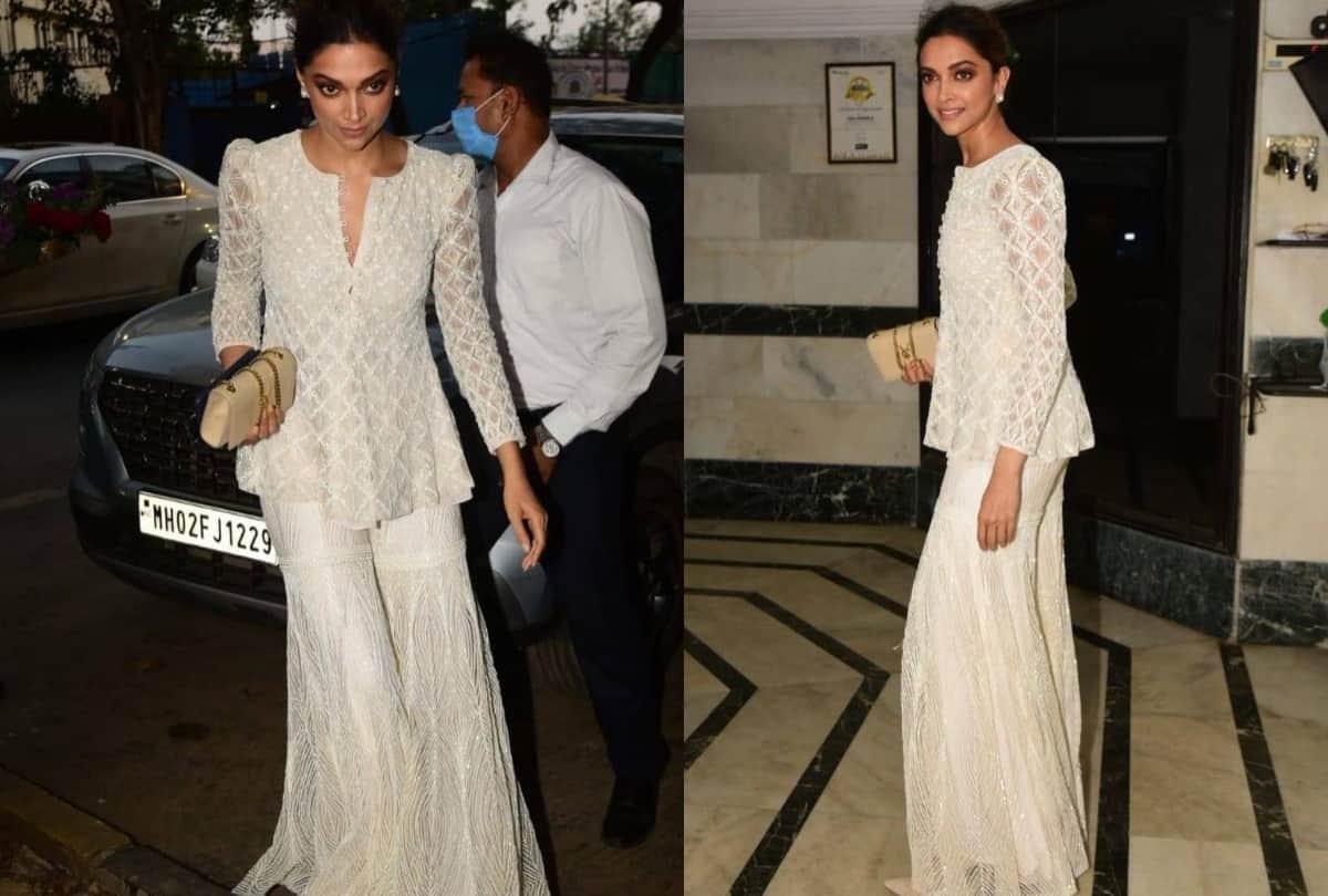deepika padukone indo western in white sharara look in siddhant chaturvedi diwali party 2020