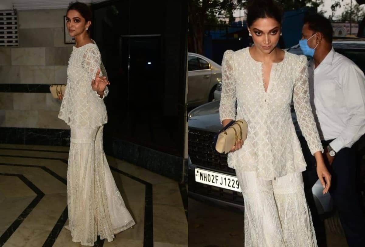 deepika padukone indo western in white sharara look in siddhant chaturvedi diwali party 2020