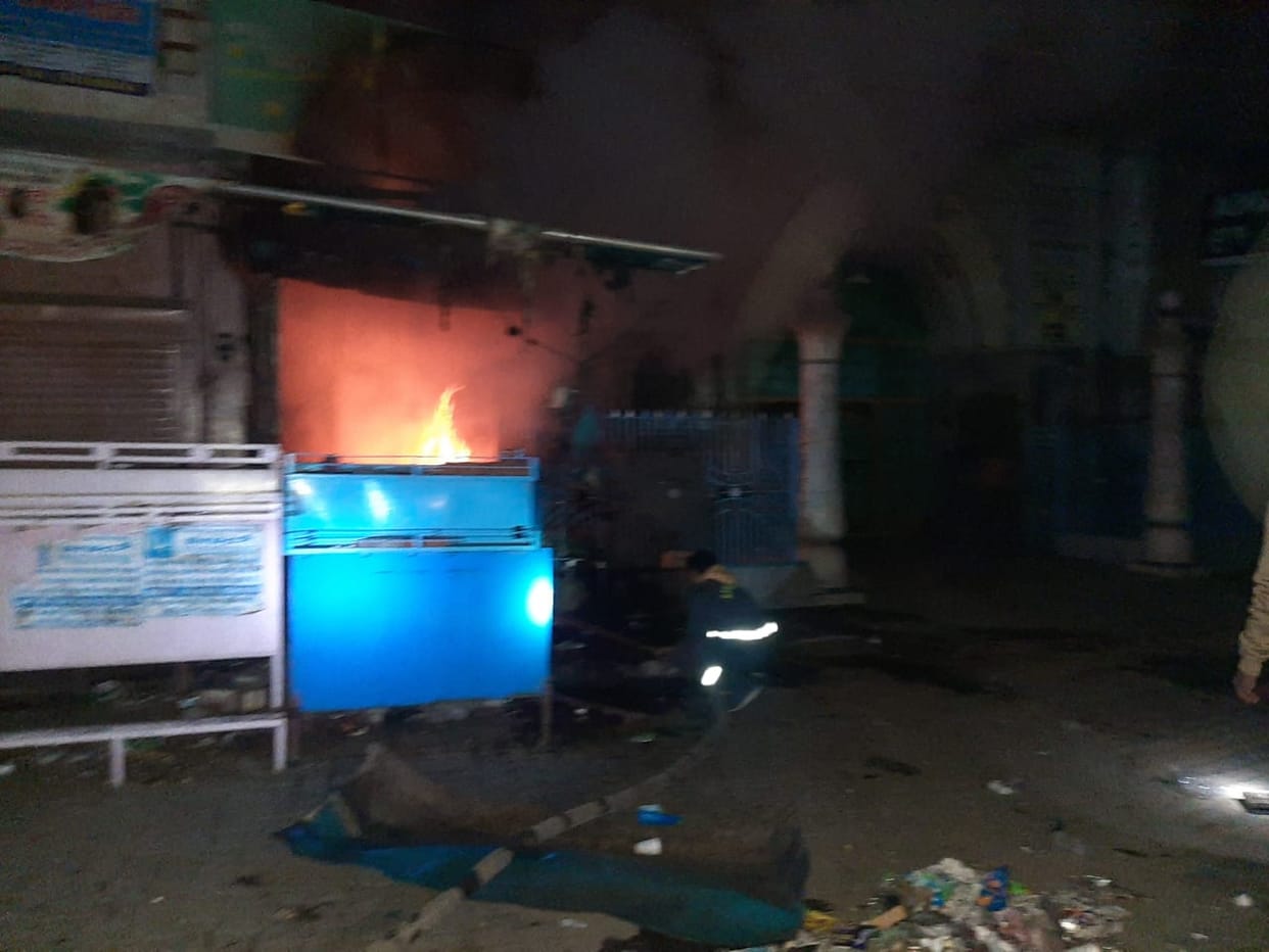 Fire in juice shop, two scorched