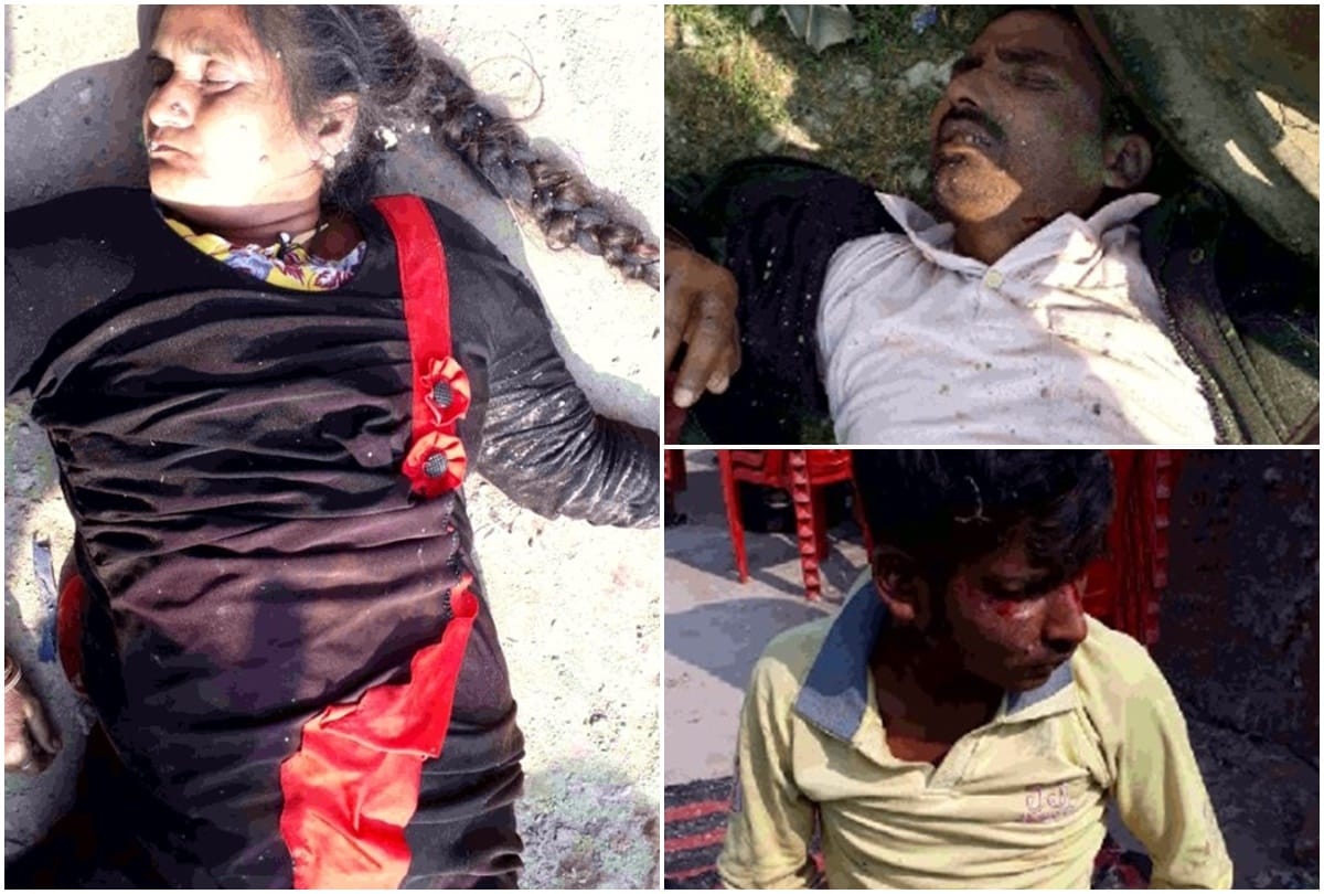 High speed car hit four people two killed in lakhimpur kheri
