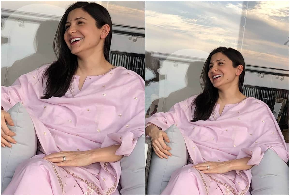 anushka sharma spotted in work mode during pregnancy wearing green off shoulder dress