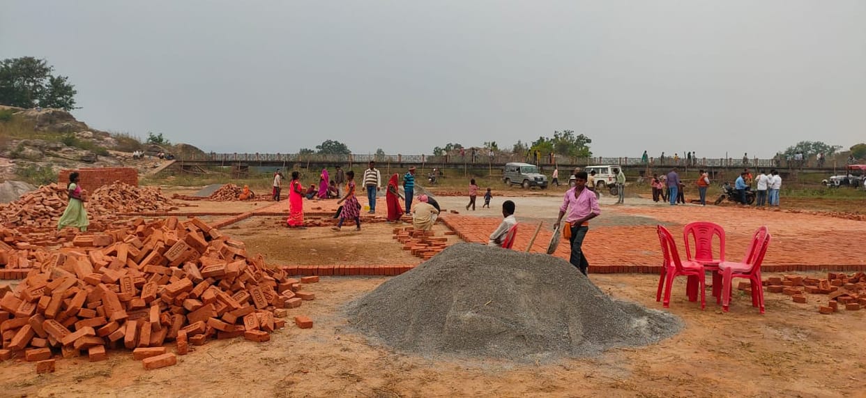 A waterproof pandal is being prepared for the Chief Minister's program