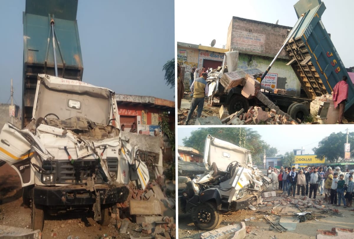bulandshahr: entry gate fall on dumper driver conductor died on spot