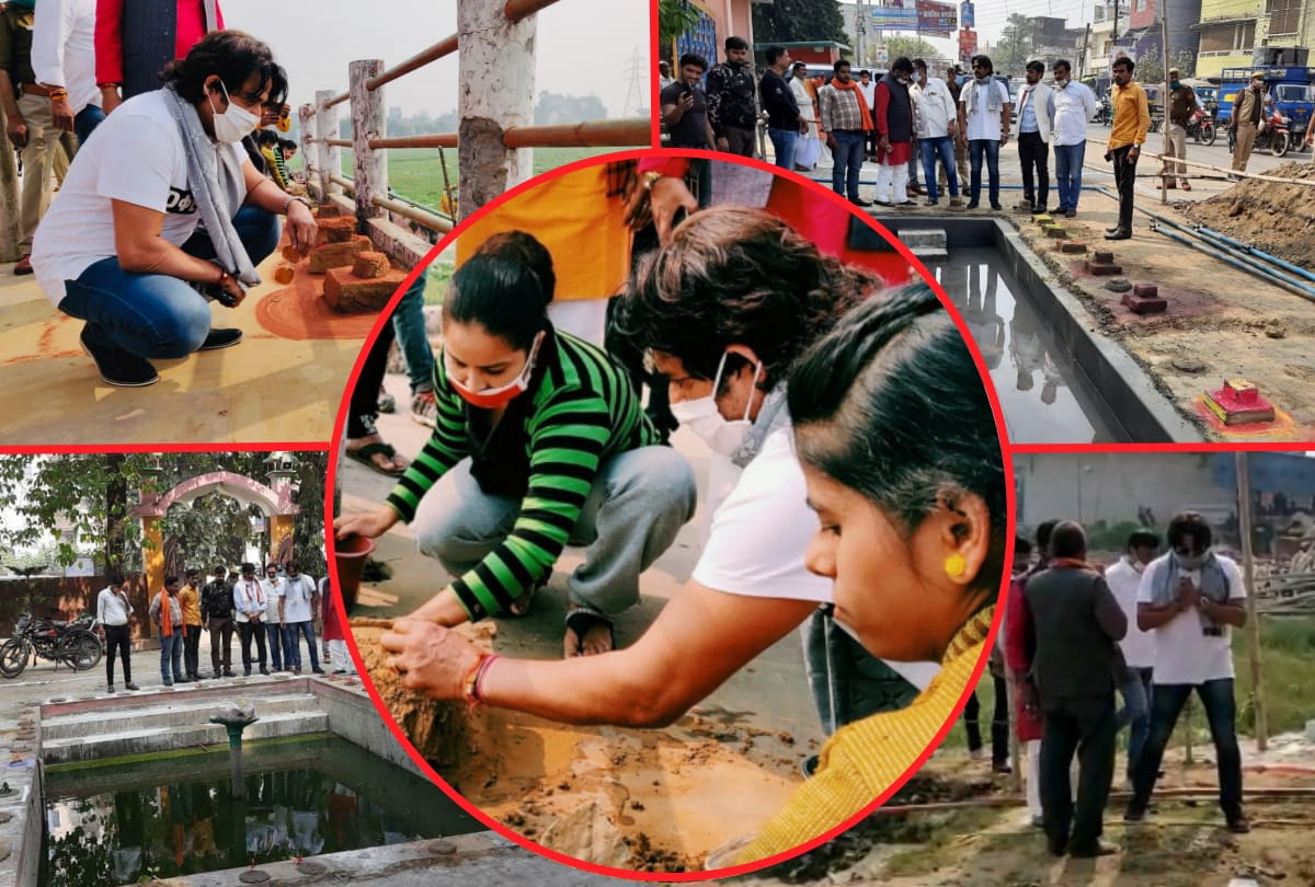 Chhath Puja Bedi maked by MP Ravi Kishan at Ramgarhtal gorakhpur image