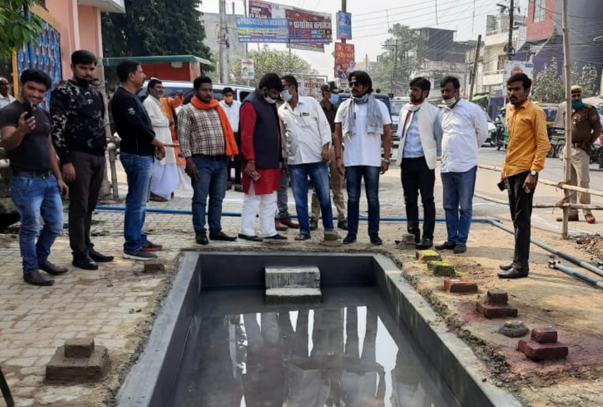 Chhath Puja Bedi maked by MP Ravi Kishan at Ramgarhtal gorakhpur image