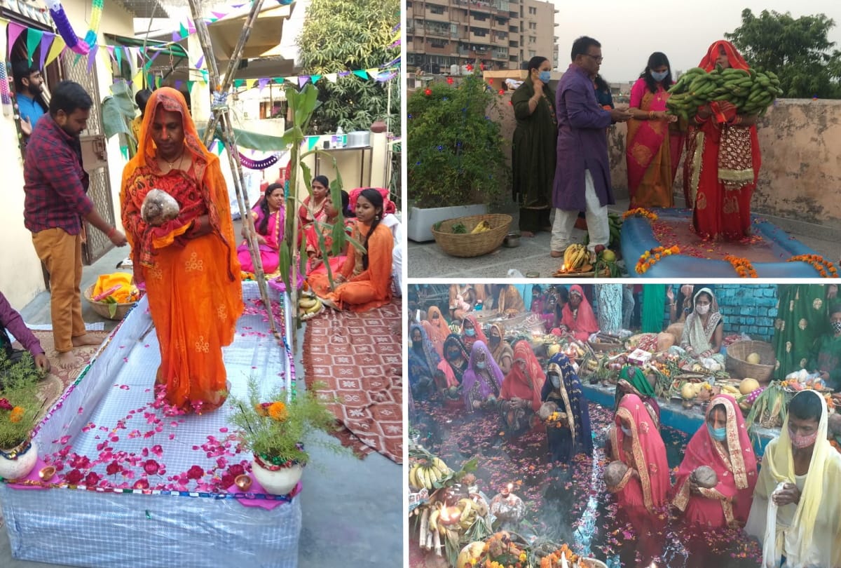 Chhath 2020 in covid 19 times women offer prayers at their terrace balcony and in lanes