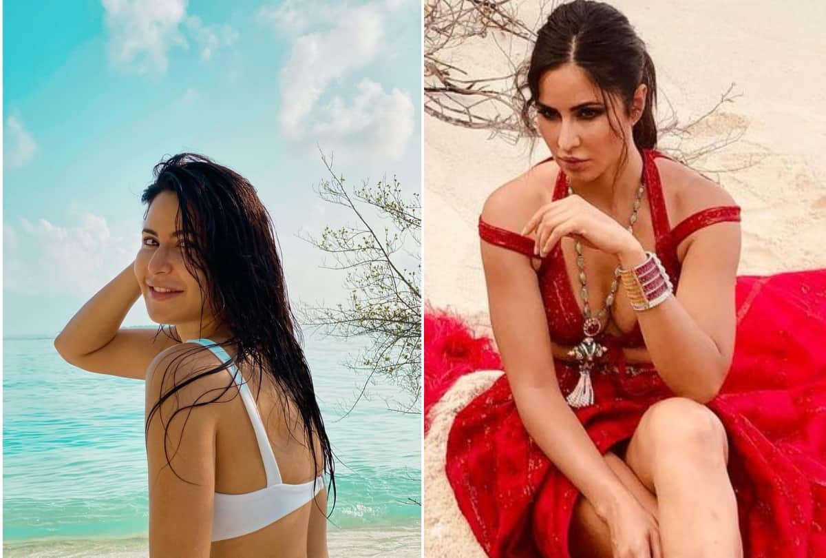 wearing mask katrina kaif spotted in white short lace dress flaunts toned legs outside yashraj studio