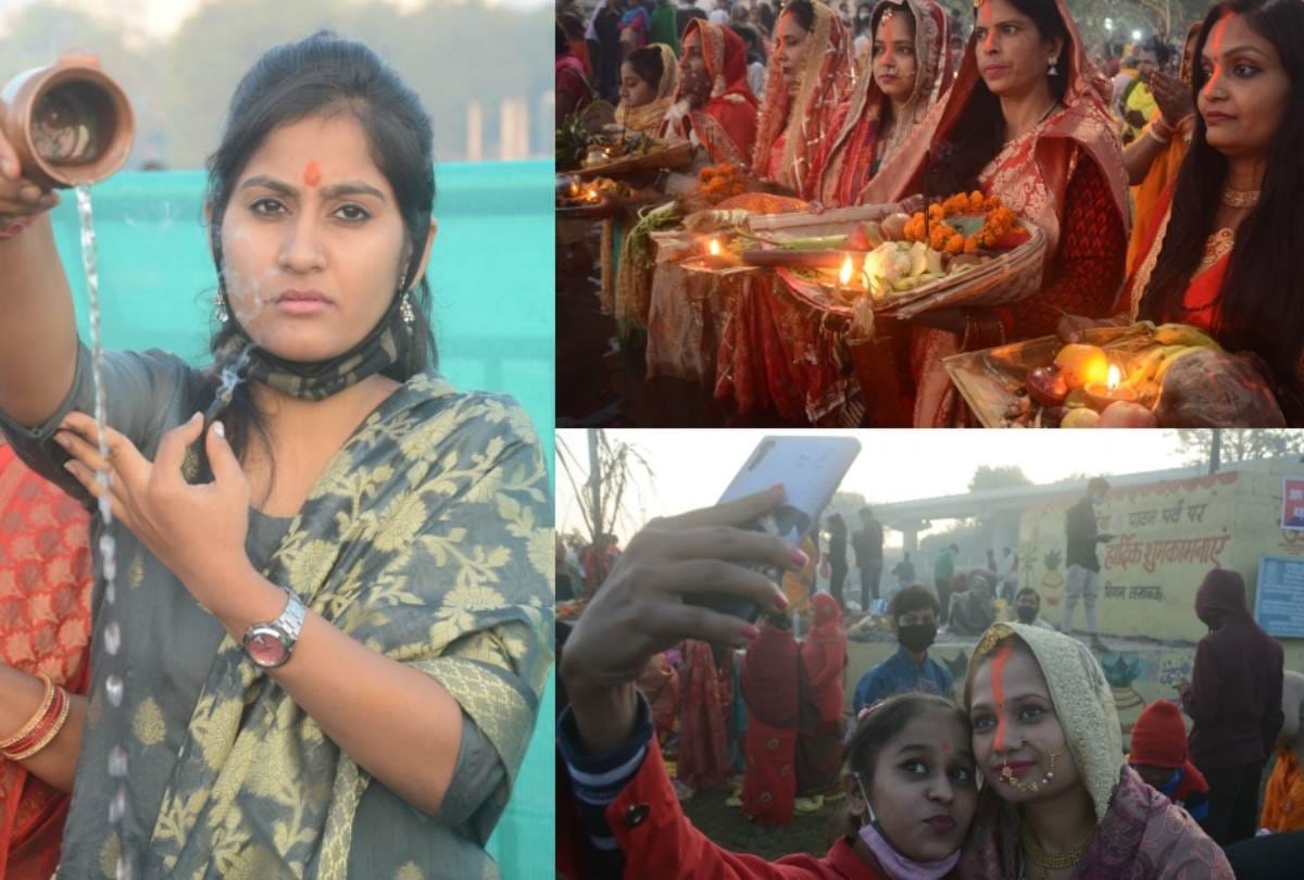 women worshiped on chhath in lucknow, see pictures