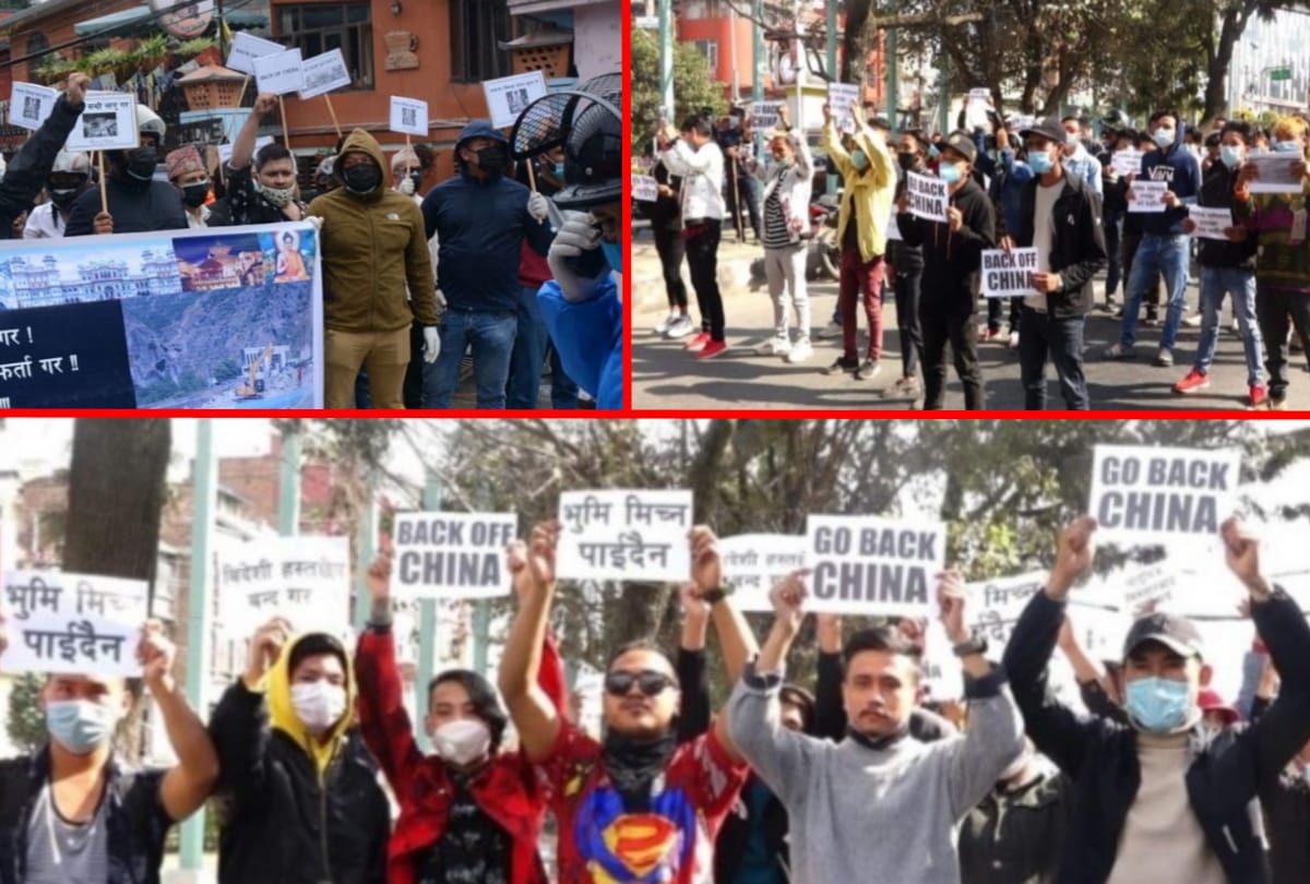 Students protest against China in Nepal