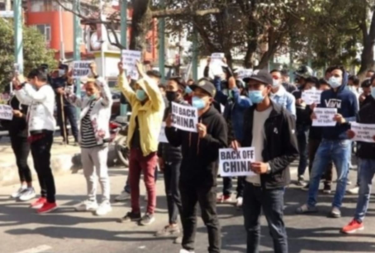 Students protest against China in Nepal
