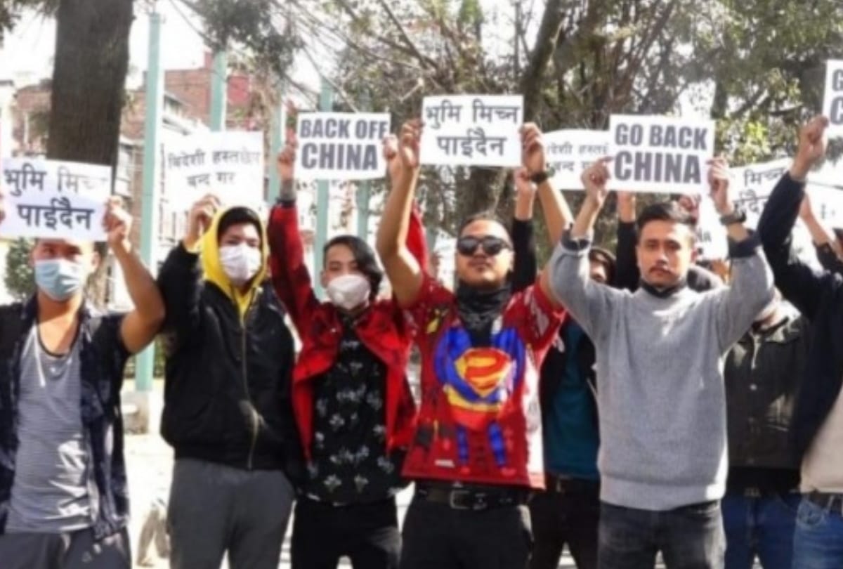 Students protest against China in Nepal