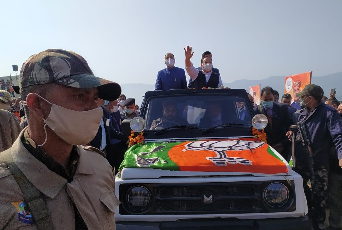 bjp rashtriya adhyaksh JP Nadda warm welcome in Bilaspur Himachal Pradesh