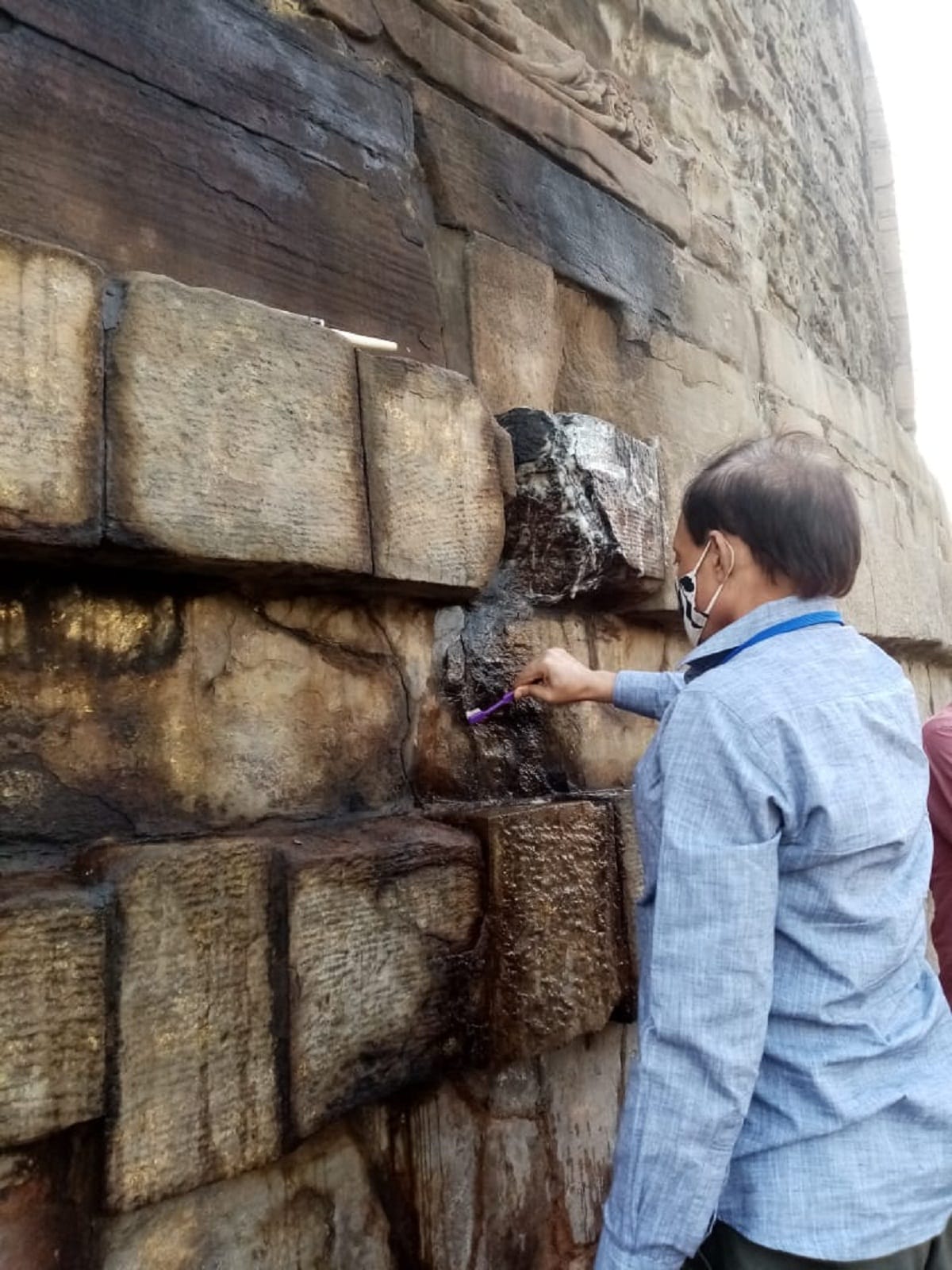Black spots on gautam buddha stup World Heritage in Sarnath Varanasi