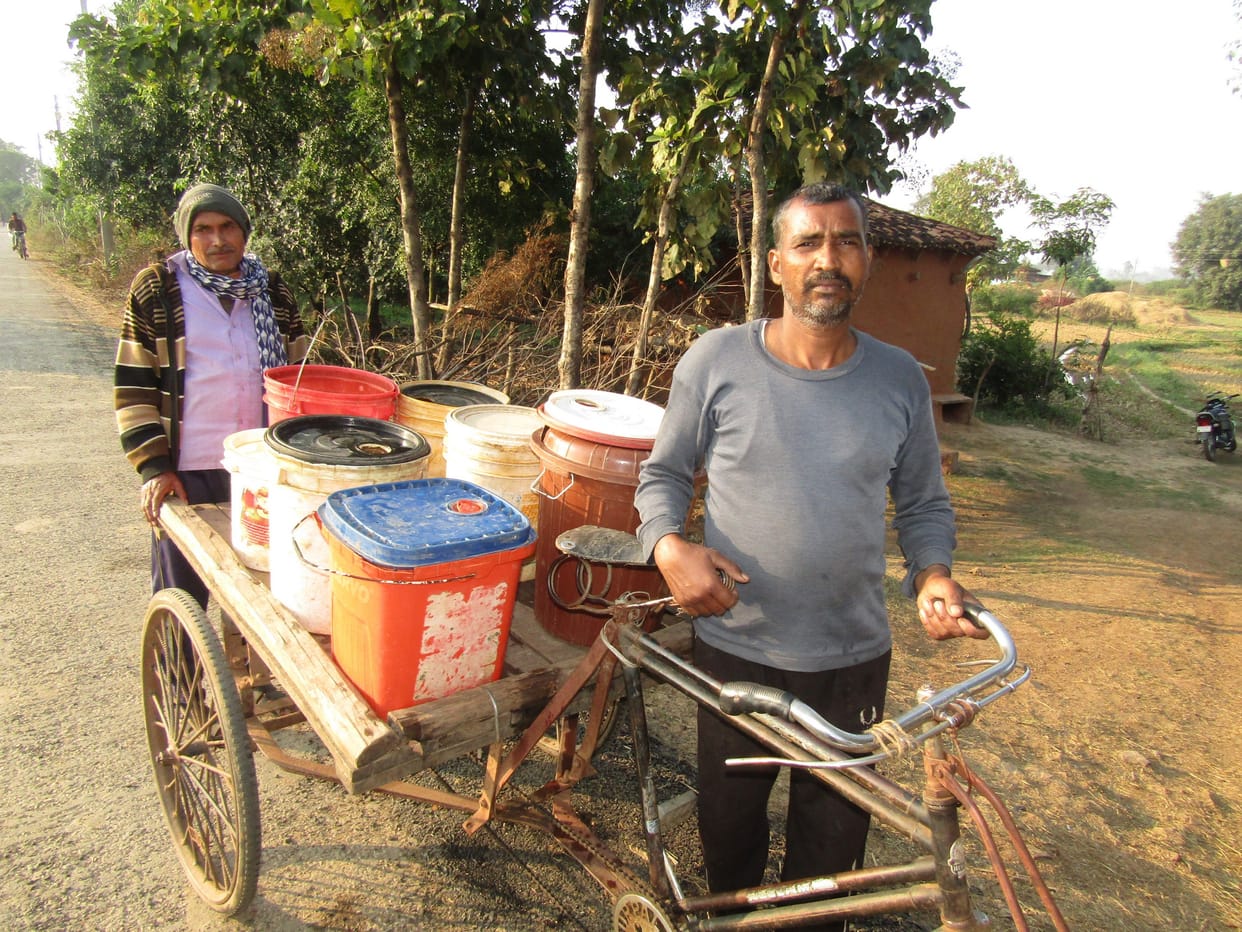 People of Dhandraul bring water from five hundred meters away