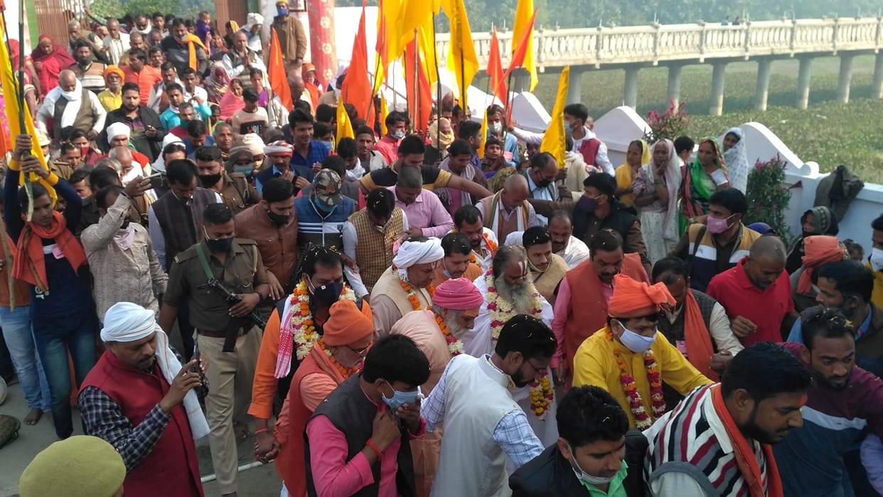 Devotees gathered in the parikrama and fair
