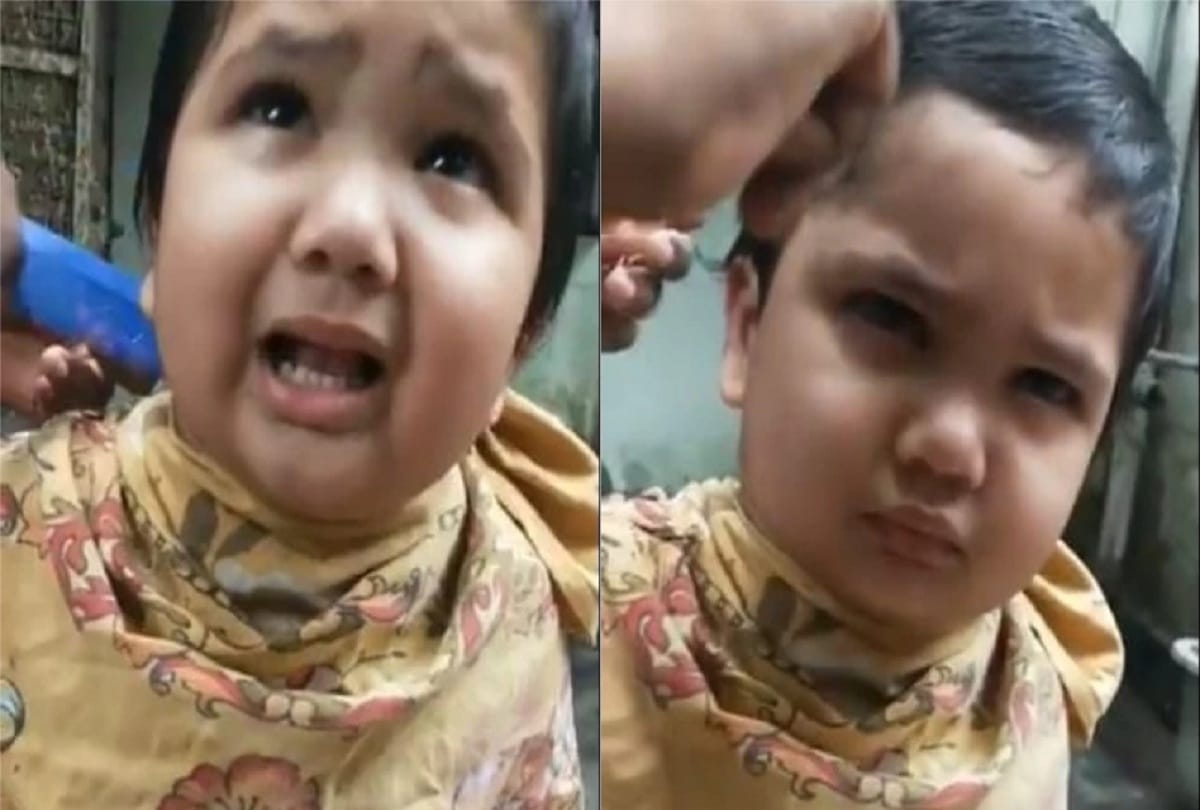 Anushrut haircut viral video, Anushrut adorable tantrums during hair cut is amazing