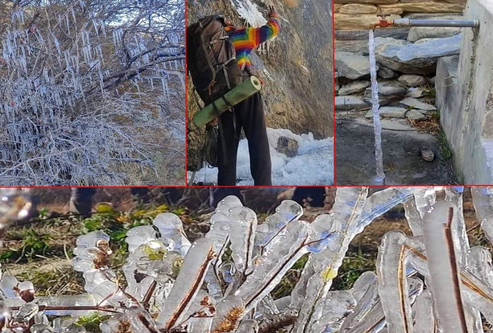 India china Border Latest News: Road Construction Work Stop Due to Snowfall, Water Freeze Photos