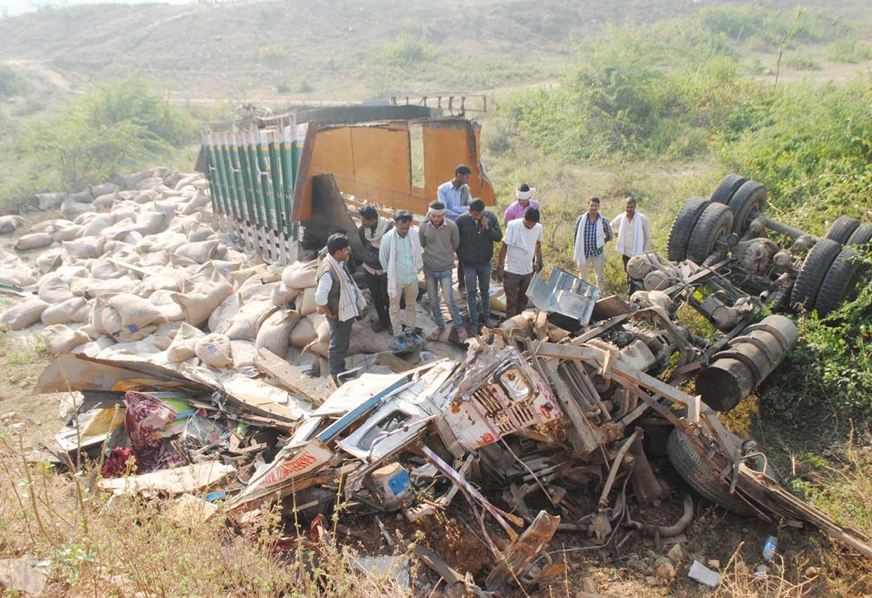 Rice laden truck collided with tractor, driver killed