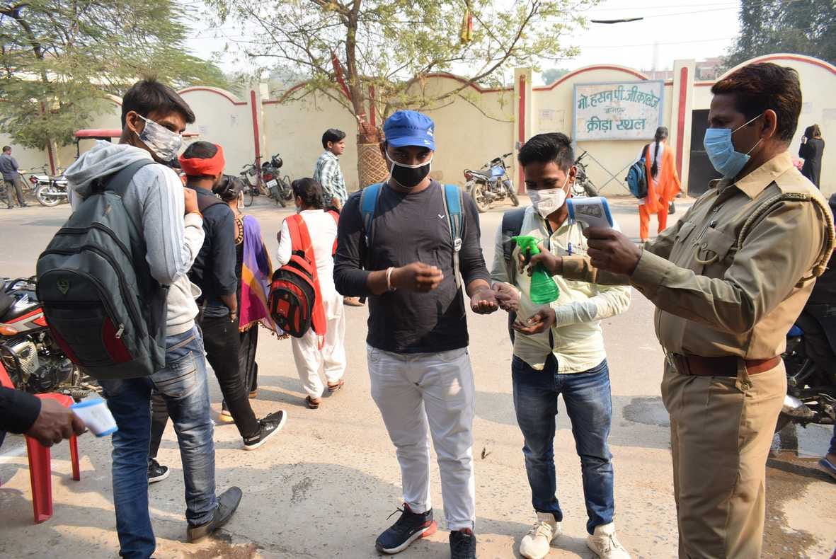 Students are getting admission in the college after thermal screening at the gate itself