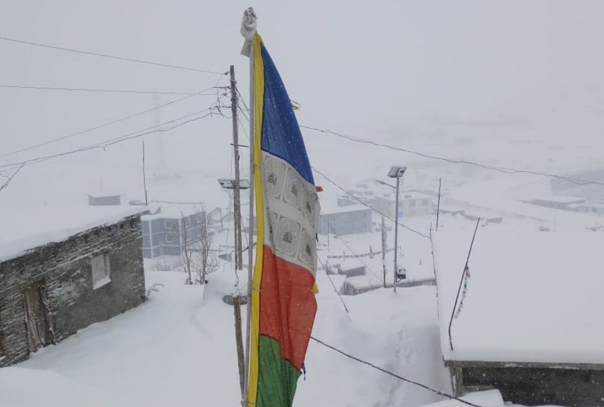 fresh snowfall in Khajjiar  hill station lahaul dhundi in himachal pradesh