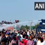 करनाल में किसानों पर किया गया वाटर कैनन से बौछार