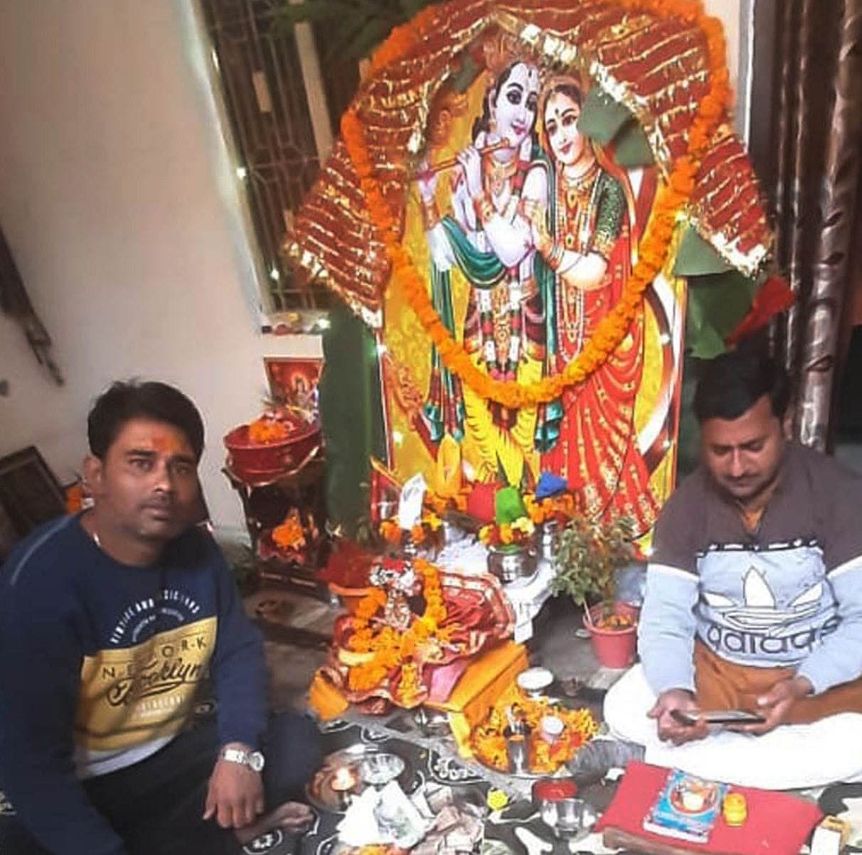 Mangal songs sung by women at Shaligram-Tulsi wedding
