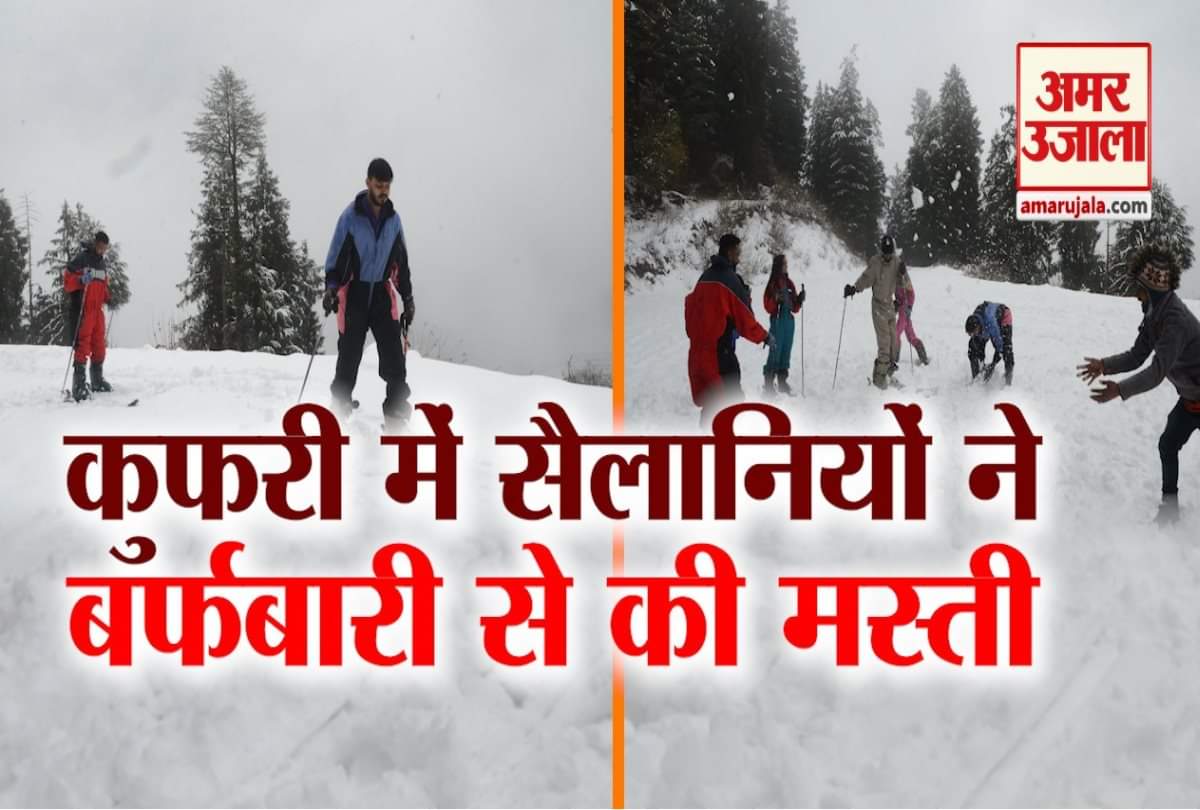tourist enjoys fresh snowfall in kufri shimla