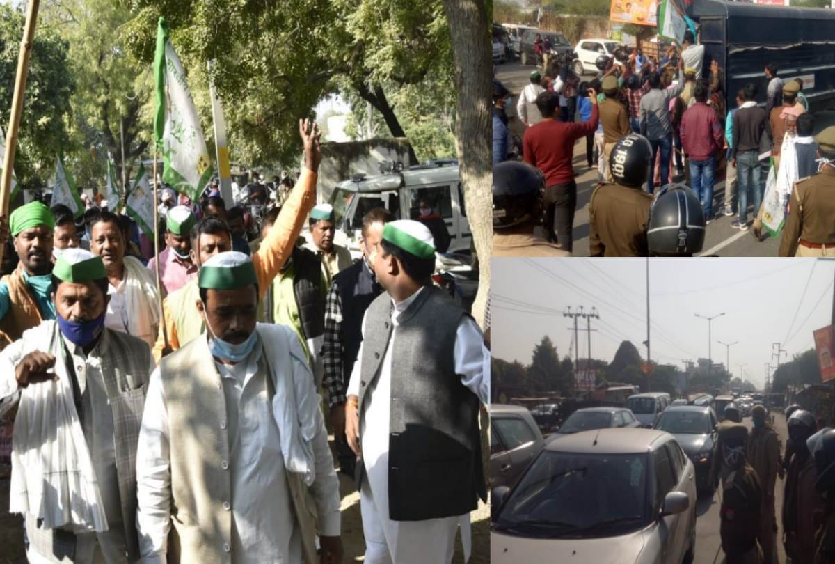protest of farmers in lucknow