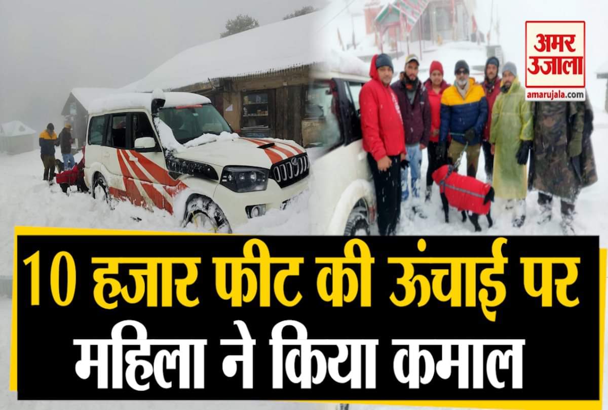 woman drive car in two feet snow at an altitude of ten thousand feet in jalori pass