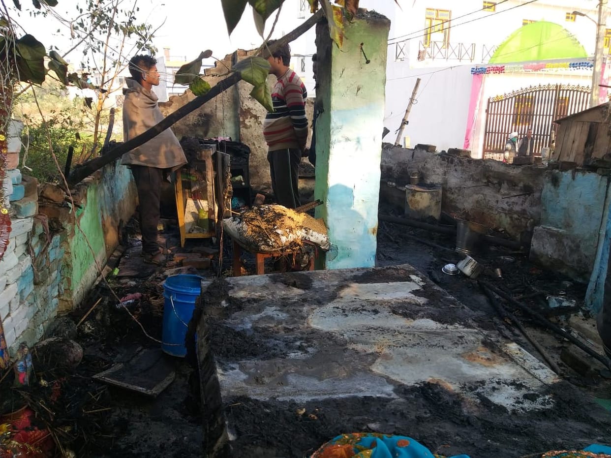 Burnt goods due to fire in thatch house