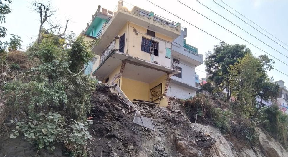 Lower part of the house demolished for highway widening