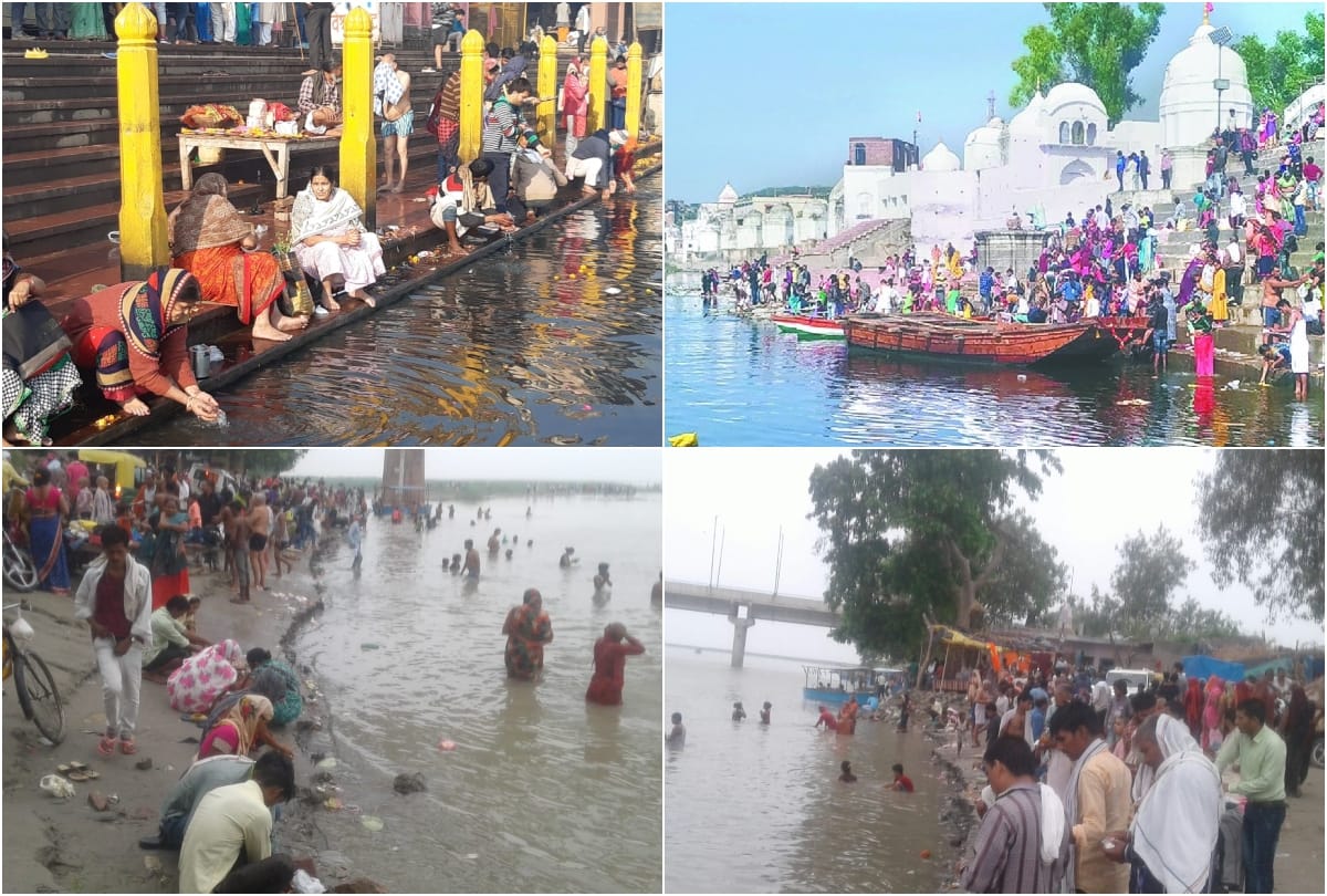 kartik purnima snan in ganga and yamuna devotees gathering on ghats in kasganj